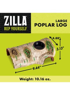 Zilla Zilla Rapid Sense UV Detecting Pet Reptile Terrarium Décor, Detects UVB Levels, Poplar Log, Large  - Image 2