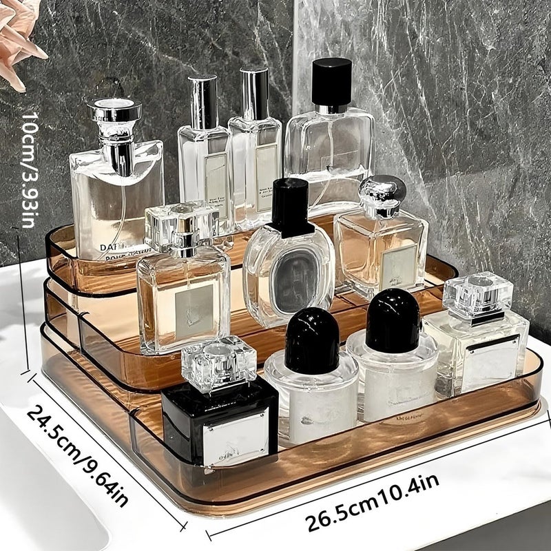 بيتلا حامل عرض عطور من الأكريليك الشفاف 3 طبقات، منظم مكياج ومستحضرات تجميل، قاعدة عرض للطاولات والخزائن - Image 2