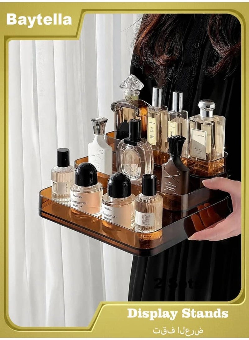 بيتلا حامل عرض عطور من الأكريليك الشفاف 3 طبقات، منظم مكياج ومستحضرات تجميل، قاعدة عرض للطاولات والخزائن - Image 1