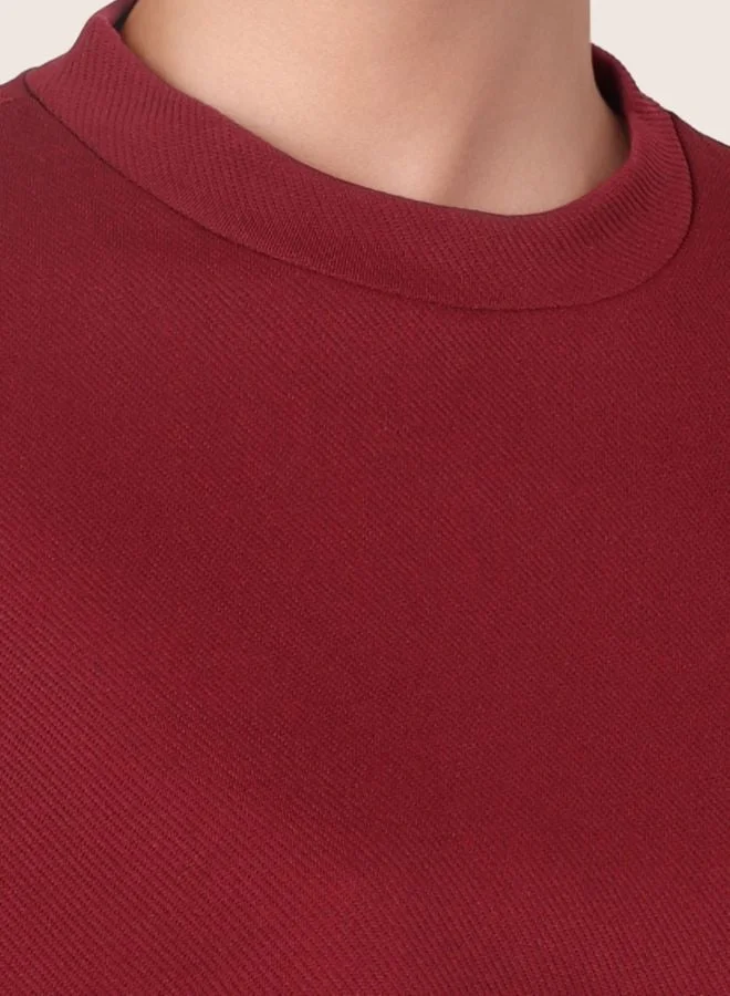 Freehand  Women Boxy Fit Solid Crew Neck Long Sleeve Cropped Sweatshirt  | Best Price UAE