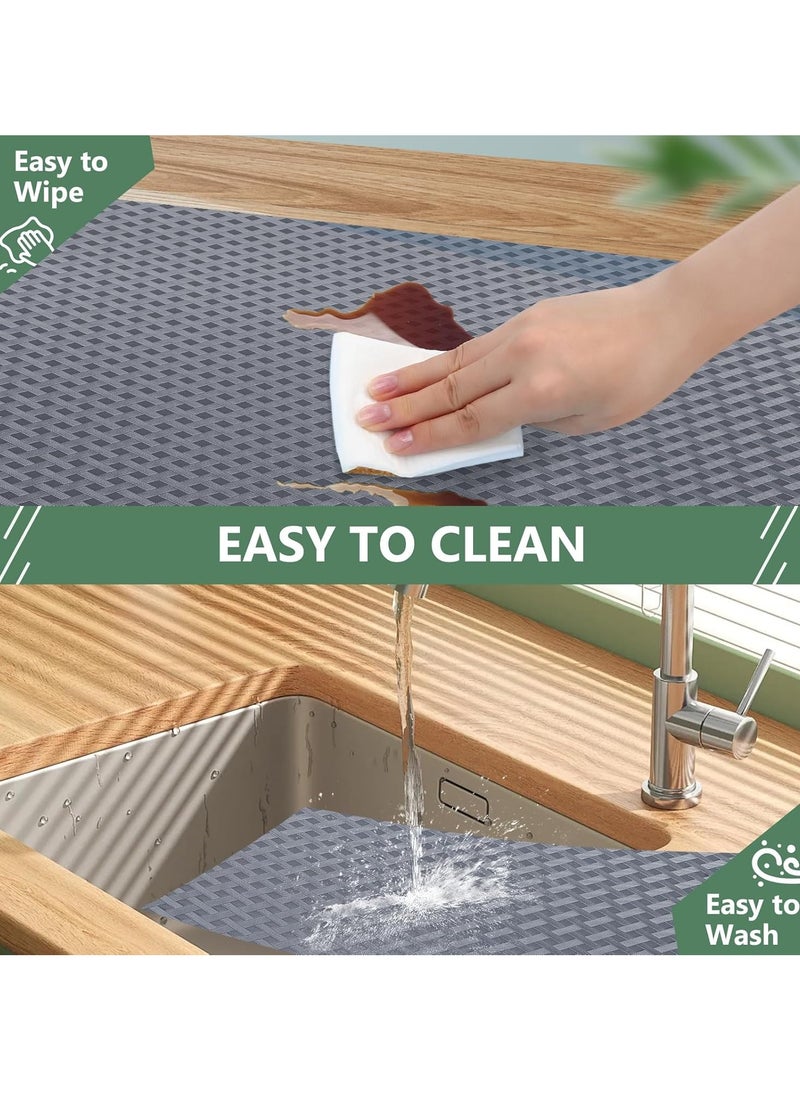 Shelf Liners Non Adhesive Drawer Liner Waterproof Oil Proof Kitchen Cabinet Cupboard Liner Plastic EVA Material BPA Free Fridge Liner Mats Paper Protector for Shelves