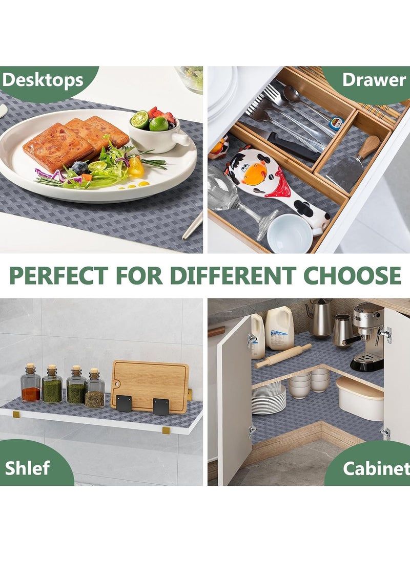 Shelf Liners Non Adhesive Drawer Liner Waterproof Oil Proof Kitchen Cabinet Cupboard Liner Plastic EVA Material BPA Free Fridge Liner Mats Paper Protector for Shelves