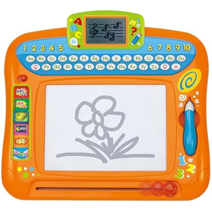 ريحني لوحة التعلم للكتابة والرسم | لعبة تعليمية بشاشة LCD، الحروف الأبجدية، الأرقام، التهجئة، وأوضاع الموسيقى | لعبة تفاعلية للأطفال من عمر سنتين فما فوق - Image 1