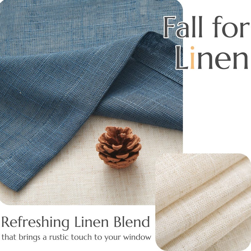 jinchan jinchan Linen Valance for Windows Farmhouse Valance for Living Room 16 Inch Slubbed Crossed Valance Double Layer Window Valance Light Filtering Rustic Country Valance Rod Pocket 1 Panel Navy Blue  - Image 5