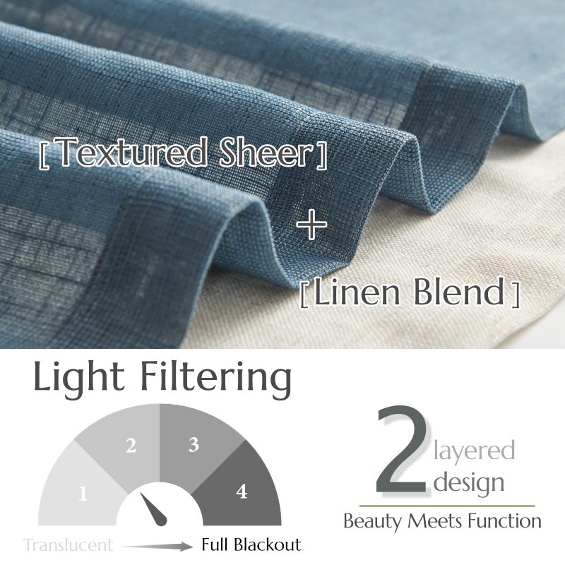 jinchan jinchan Linen Valance for Windows Farmhouse Valance for Living Room 16 Inch Slubbed Crossed Valance Double Layer Window Valance Light Filtering Rustic Country Valance Rod Pocket 1 Panel Navy Blue  - Image 3