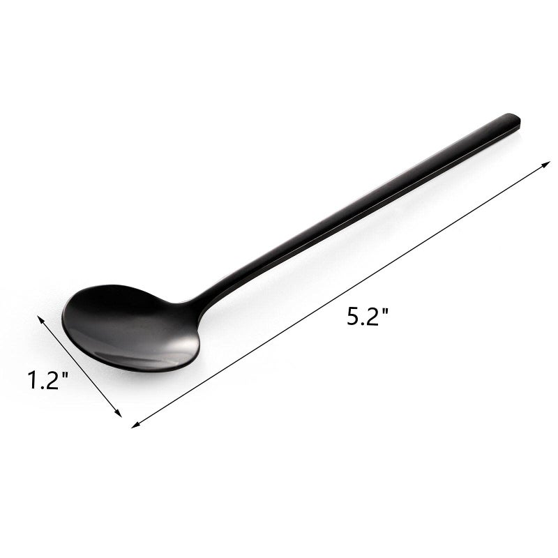 Dicunoy 12 Pack Coffee Spoons, Black Espresso Spoons, 18/10 Stainless Steel Mini Coffee Teaspoons, 5 Inch Small Round Spoon for Tea, Sugar, Dessert, Cake, Ice Cream, Antipasto, Cappuccino - Image 2