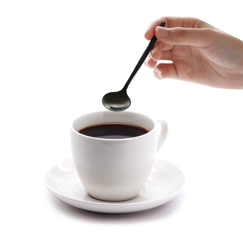 Dicunoy 12 Pack Coffee Spoons, Black Espresso Spoons, 18/10 Stainless Steel Mini Coffee Teaspoons, 5 Inch Small Round Spoon for Tea, Sugar, Dessert, Cake, Ice Cream, Antipasto, Cappuccino - Image 5