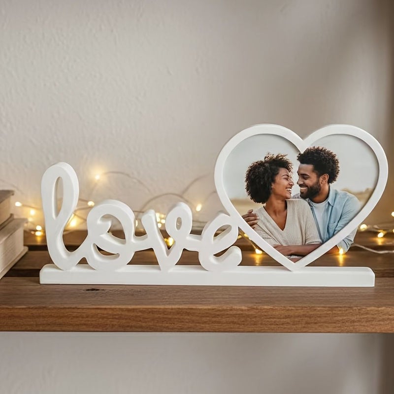 White Desktop Love Photo Frame For Furniture And Bookshelf Decoration - Image 1
