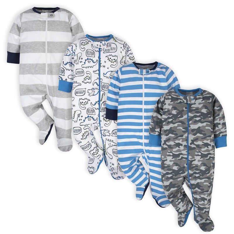 Onesies Brand Onesies Brand Baby Boys 4pack N Play Footies And Toddler Sleepers Blue Dino 69 Months US 