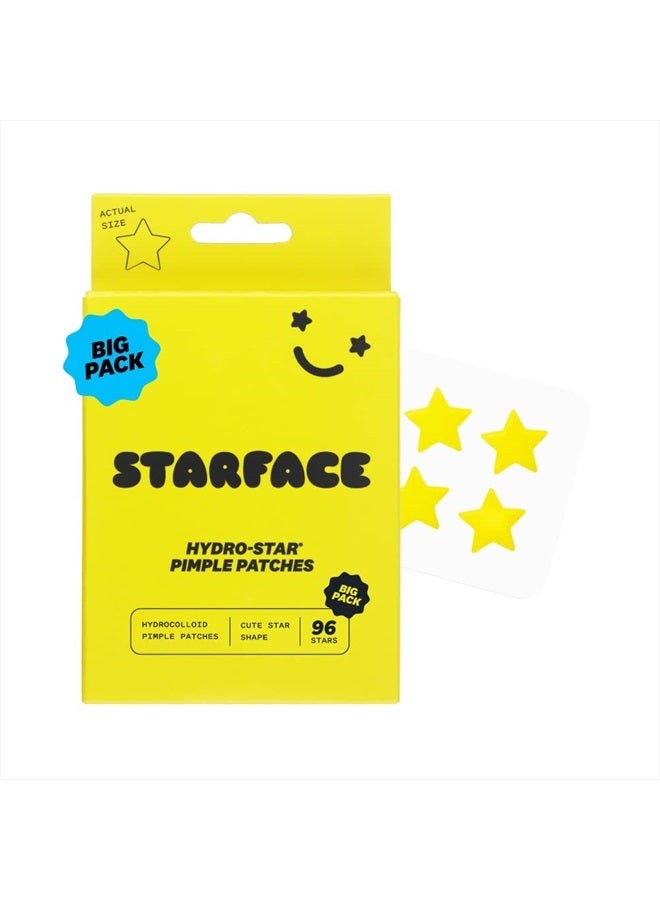 Starface World ستارفيس هيدرو-ستارز باك الكبير، لاصقات حب الشباب الهيدروكولودية، تمتص السوائل وتقلل الالتهاب، شكل نجمة لطيف، عناية بالبشرة خالية من القسوة (96 قطعة) - Image 1