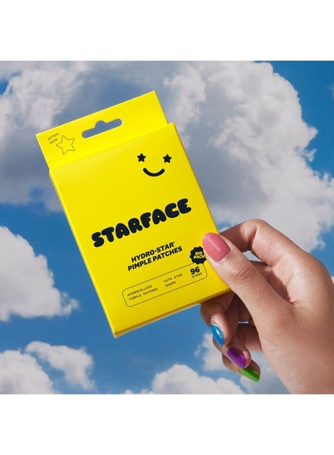 Starface World ستارفيس هيدرو-ستارز باك الكبير، لاصقات حب الشباب الهيدروكولودية، تمتص السوائل وتقلل الالتهاب، شكل نجمة لطيف، عناية بالبشرة خالية من القسوة (96 قطعة) - Image 2