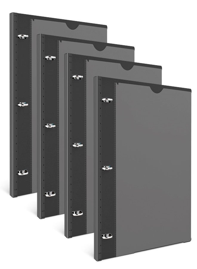 INFUN Telescoping 3 Ring Binder - 4PCS, Flexible Round Binder with Customizable Front Cover and Clear Catalog Pocket, Holds 8.5x11 inch Paper-Black - Image 1