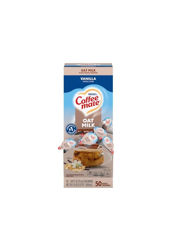 Coffee Mate Nestle Coffee mate Plant Based Liquid Coffee Creamer Singles Vanilla Flavored Oat Milk 50 Ct Box - Image 1
