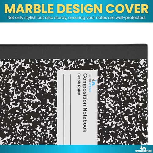 1InTheOffice Graph Paper Composition Notebook, Graph Ruled notebook, Quad Ruled Composition Notebook, 80 Sheets, 7.5" x 9.75", Black, 6 Pack - Image 4