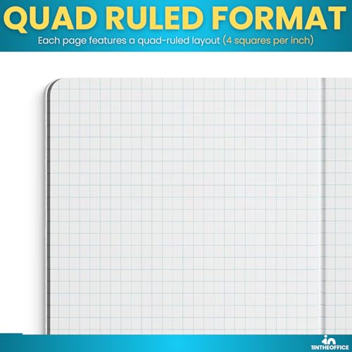 1InTheOffice Graph Paper Composition Notebook, Graph Ruled notebook, Quad Ruled Composition Notebook, 80 Sheets, 7.5" x 9.75", Black, 6 Pack - Image 3