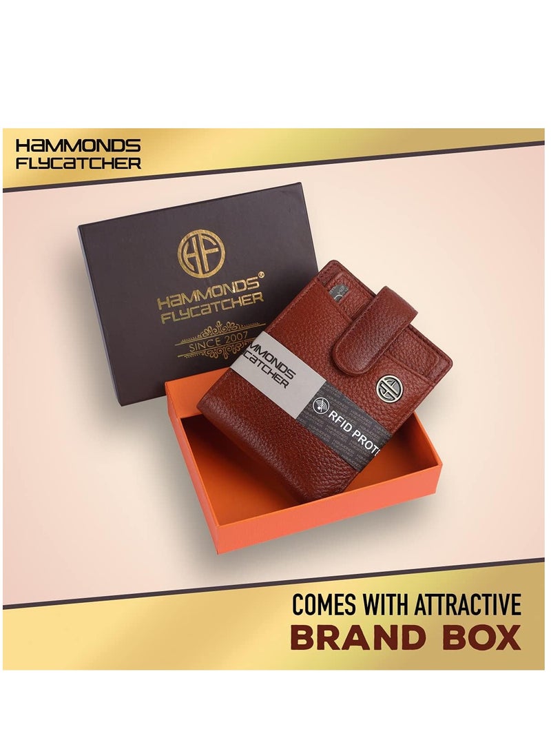  هاموندز فلاي كاتشر محفظة جلد نابا بني محمية بتقنية RFID للرجال|5 فتحات للبطاقات| 1 جيب للعملات المعدنية|2 حجرة مخفية|2 فتحتان للعملات، أسمر ضارب للصفرة، حديث - Image 3