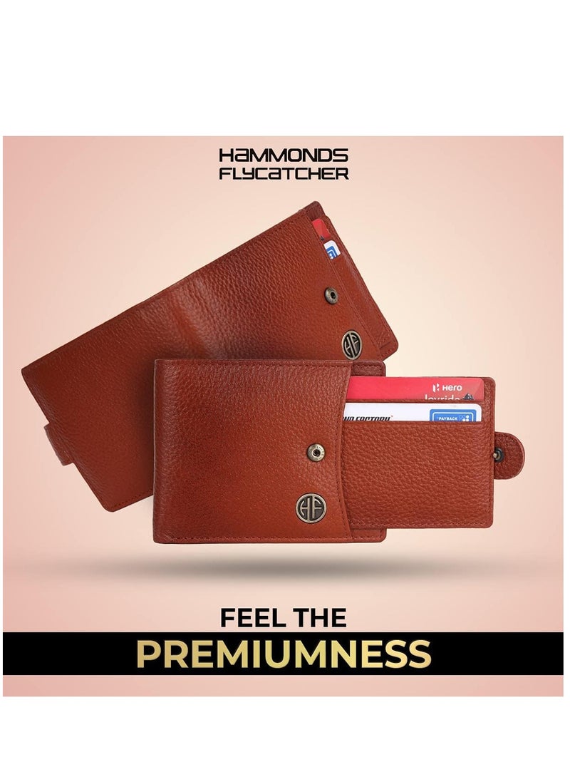  هاموندز فلاي كاتشر محفظة جلد نابا بني محمية بتقنية RFID للرجال|5 فتحات للبطاقات| 1 جيب للعملات المعدنية|2 حجرة مخفية|2 فتحتان للعملات، أسمر ضارب للصفرة، حديث - Image 2