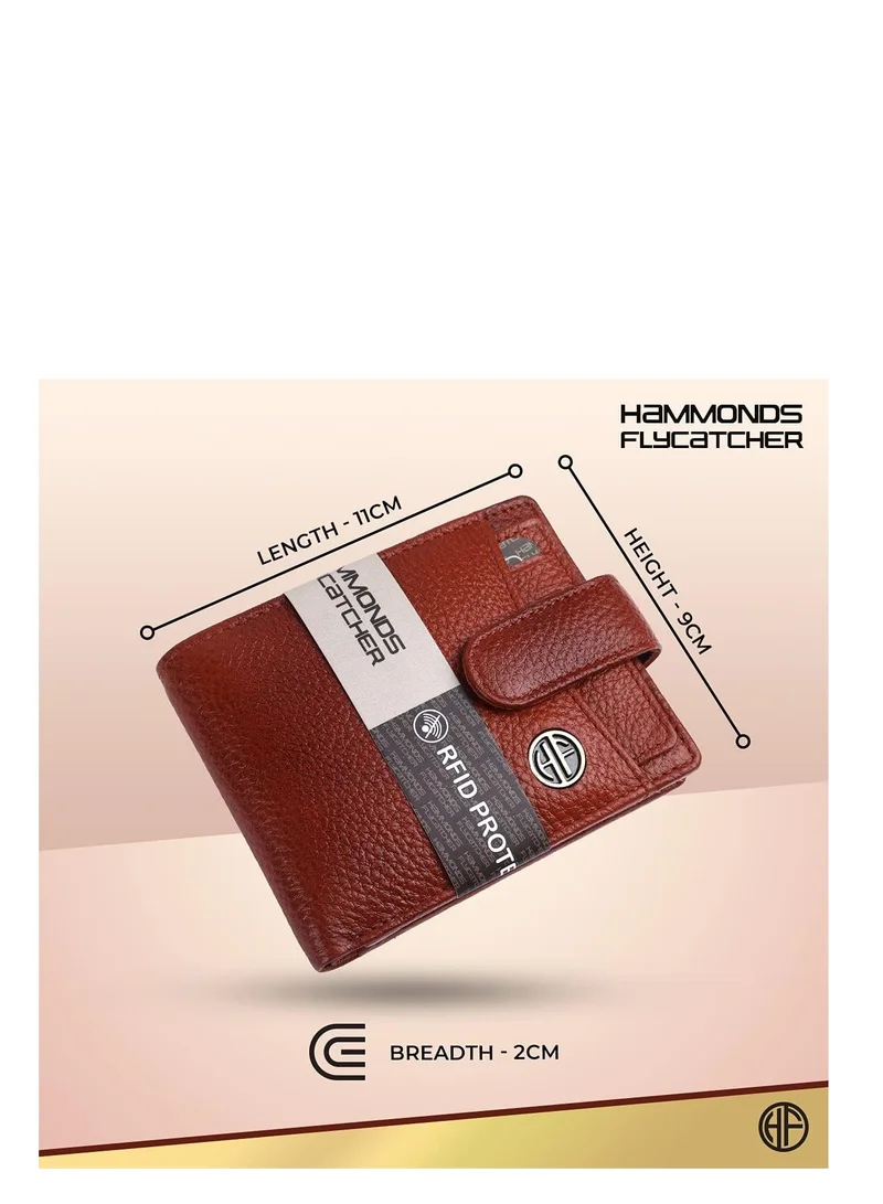 Hammonds Flycatcher New Tan RFID Protected Brown Nappa Leather Wallet for Men|5 Card Slots| 1 Coin Pocket|2 Hidden Compartment|2 Currency Slots, New Tan, Modern  | Best Price UAE