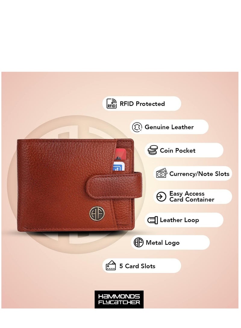  هاموندز فلاي كاتشر محفظة جلد نابا بني محمية بتقنية RFID للرجال|5 فتحات للبطاقات| 1 جيب للعملات المعدنية|2 حجرة مخفية|2 فتحتان للعملات، أسمر ضارب للصفرة، حديث - Image 4