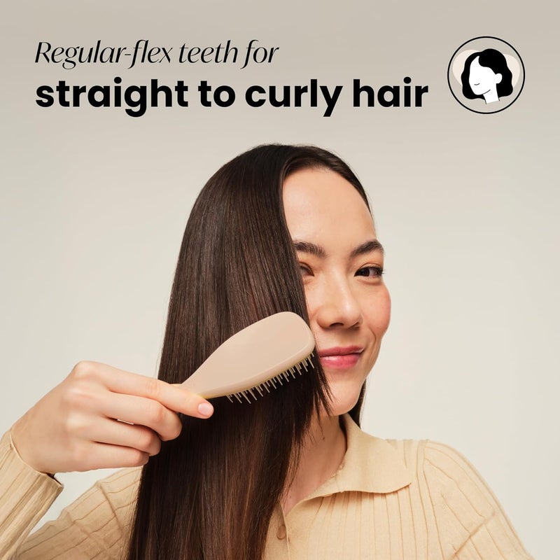 TANGLE TEEZER Ultimate Detangler Hairbrush, Eliminates Knots & Reduces Breakage, Mini Hair Brush for Travel, Small Hands & All Hair Types, Oat Cream - Image 3