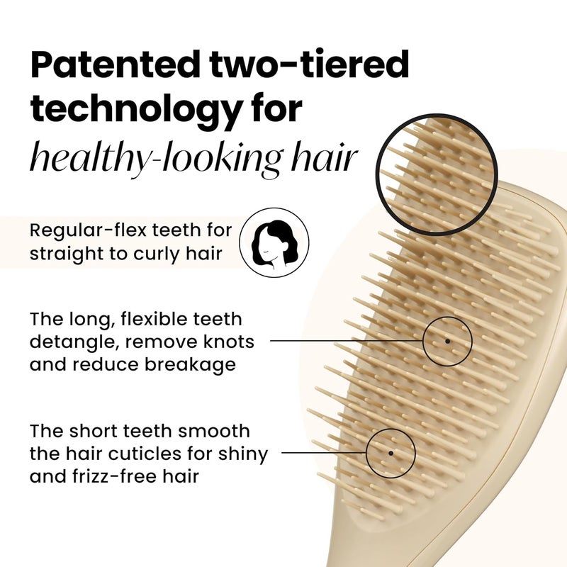 TANGLE TEEZER Ultimate Detangler Hairbrush, Eliminates Knots & Reduces Breakage, Mini Hair Brush for Travel, Small Hands & All Hair Types, Oat Cream - Image 2