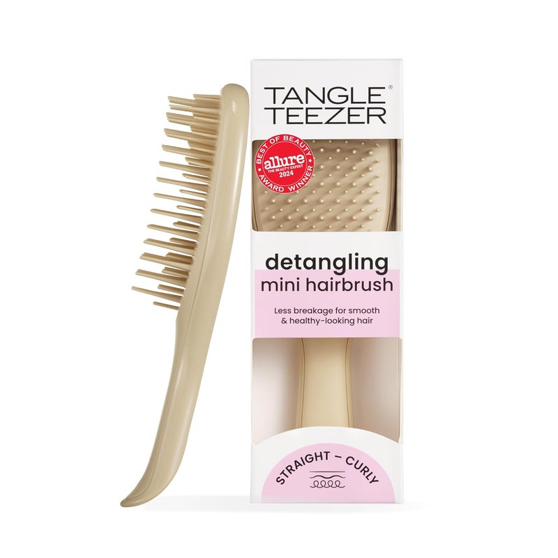 TANGLE TEEZER Ultimate Detangler Hairbrush, Eliminates Knots & Reduces Breakage, Mini Hair Brush for Travel, Small Hands & All Hair Types, Oat Cream - Image 1