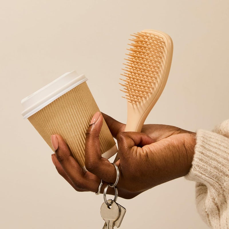 TANGLE TEEZER Ultimate Detangler Hairbrush, Eliminates Knots & Reduces Breakage, Mini Hair Brush for Travel, Small Hands & All Hair Types, Oat Cream - Image 5