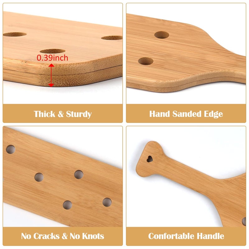 Battife Bamboo Paddle 16inch - Lightweight Durability Smooth Paddle with Airflow Holes Unfinished Wooden Paddle - Image 2