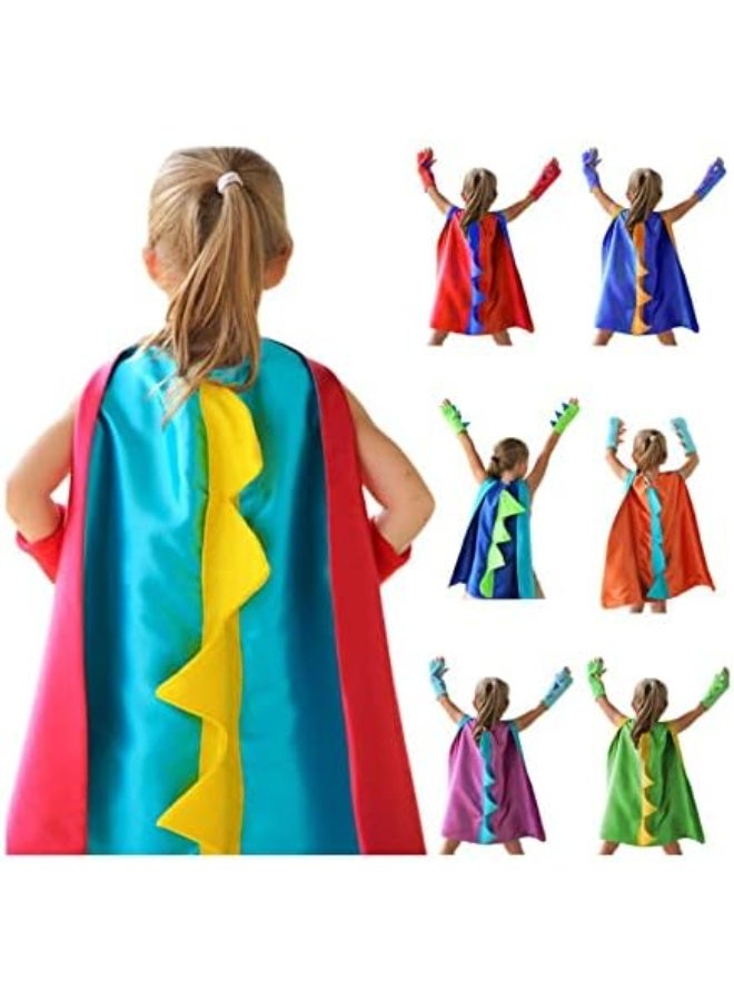 Brain Giggles BrainGiggles Dinosaur Costume for Kids Cape and Mask with Matching Gloves for Animal Costume Dress Up, Halloween Cosplay for Boys and Girls (Light Blue & Yellow) - Image 4