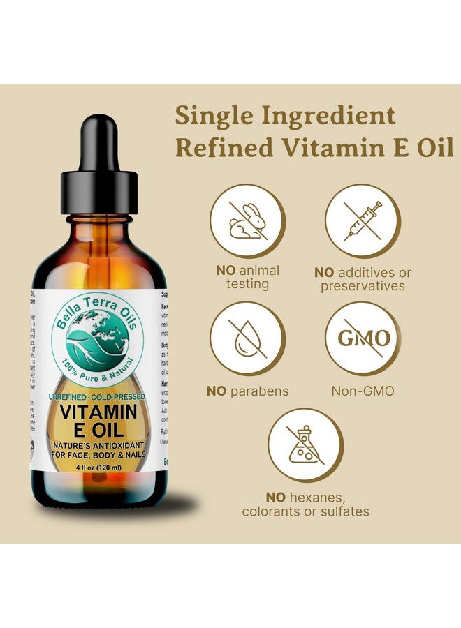 بيلا تيرا أويلز - زيت فيتامين E العضوي 4 أونصة - أقوى تركيز من فيتامين E العضوي الطبيعي، غني بـ D-ألفا توكوفيرول، مثالي لتغذية وجهك وجسمك - Image 4