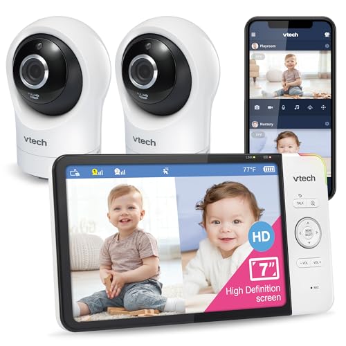 VTech RM77642HD Smart WiFi Baby Monitor with 2 Cameras 1080p HD Video 360 Pan Tilt 10x Zoom 7 HD Parent Unit Night Vision Soothing Sounds 2Way Talk Temperature Motion Detection - Image 1