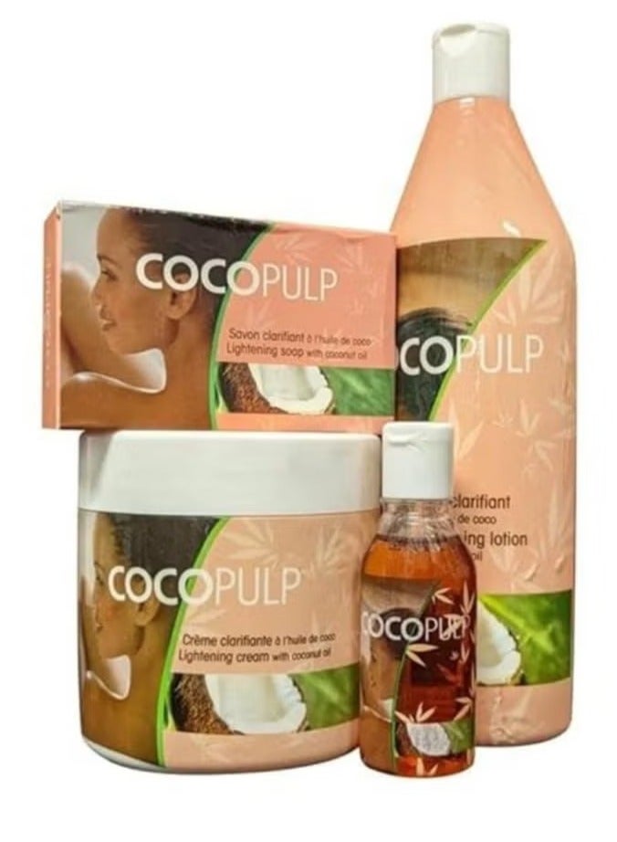 COCOPULP Coco Pulp Skin Lightening Set: 300ml Cream, 500ml Lotion, 50ml Oil, and 180g Soap