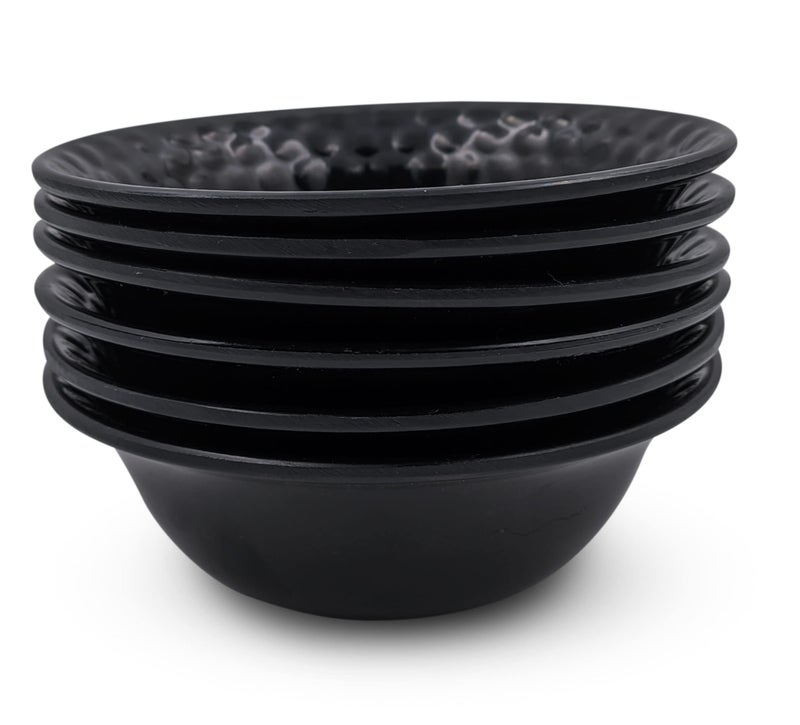 Konvio Kitchen Melamine Vegetable Bowl Set of 6 Bowls, Black Posh Unbreakable Vegetable Bowl (4.7 inches, 6 Pieces, 230ml Each) - Image 1