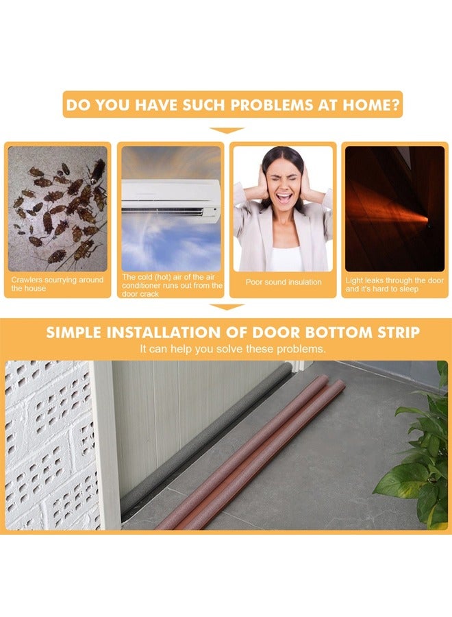 الدليبن سدادة باب 95 سم تحت الباب مانعة للضوضاء وضوء الصوت وعازلة للهواء لأسفل الباب وشريط عازل عازل للصوت قابل للتعديل للأبواب 1/3/6/12 قطعة باللون الأسود - Image 4