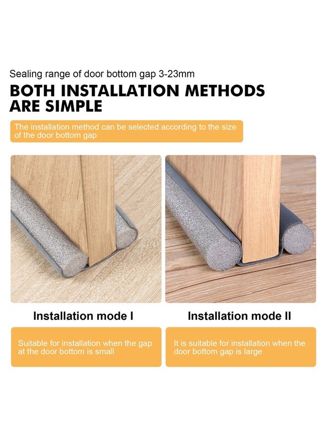 الدليبن سدادة باب 95 سم تحت الباب مانعة للضوضاء وضوء الصوت وعازلة للهواء لأسفل الباب وشريط عازل عازل للصوت قابل للتعديل للأبواب 1/3/6/12 قطعة باللون الأسود - Image 5