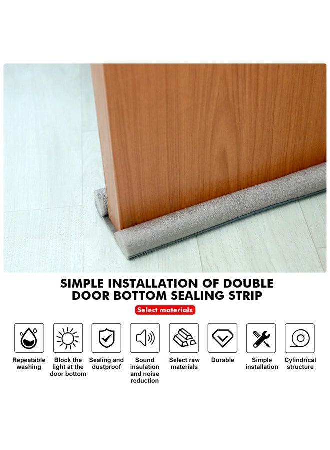 الدليبن سدادة باب 95 سم تحت الباب مانعة للضوضاء وضوء الصوت وعازلة للهواء لأسفل الباب وشريط عازل عازل للصوت قابل للتعديل للأبواب 1/3/6/12 قطعة باللون الأسود - Image 3