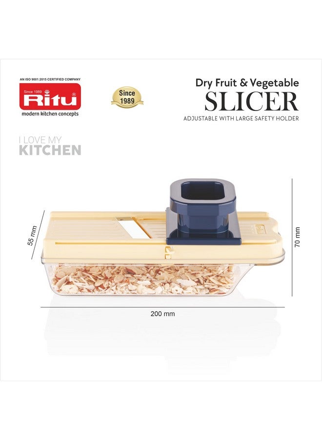 RITU Adjustable Slicer with Large Safety Holder | Dual Stainless Steel Blades | Spiral Vegetable Cutter for Salad, Fruits, Potatoes, Carrots | Multipurpose Kitchen Tool | Easy to Use - Image 5