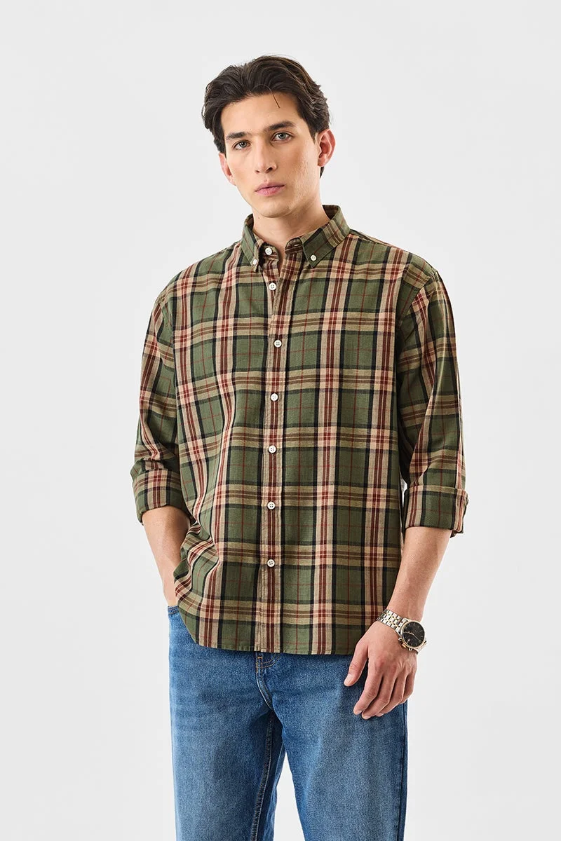 SNITCH Plaid Regular Fit Linen Blend Shirt