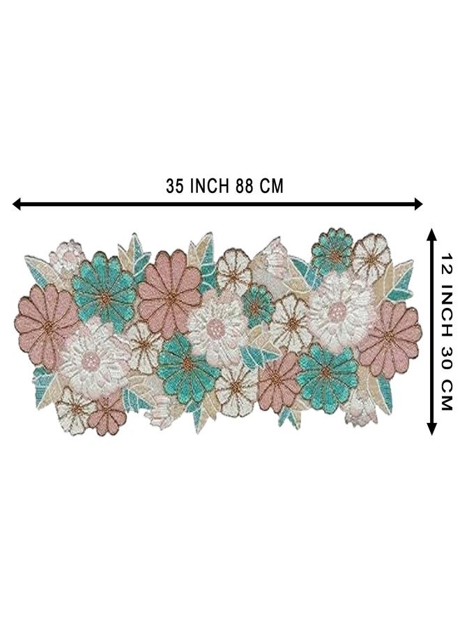 FliHaut Premium Handcrafted Beautiful Beaded Table Runner (12 x 35 x 0.25 inches) (Pink and Blue Flower) - Image 5