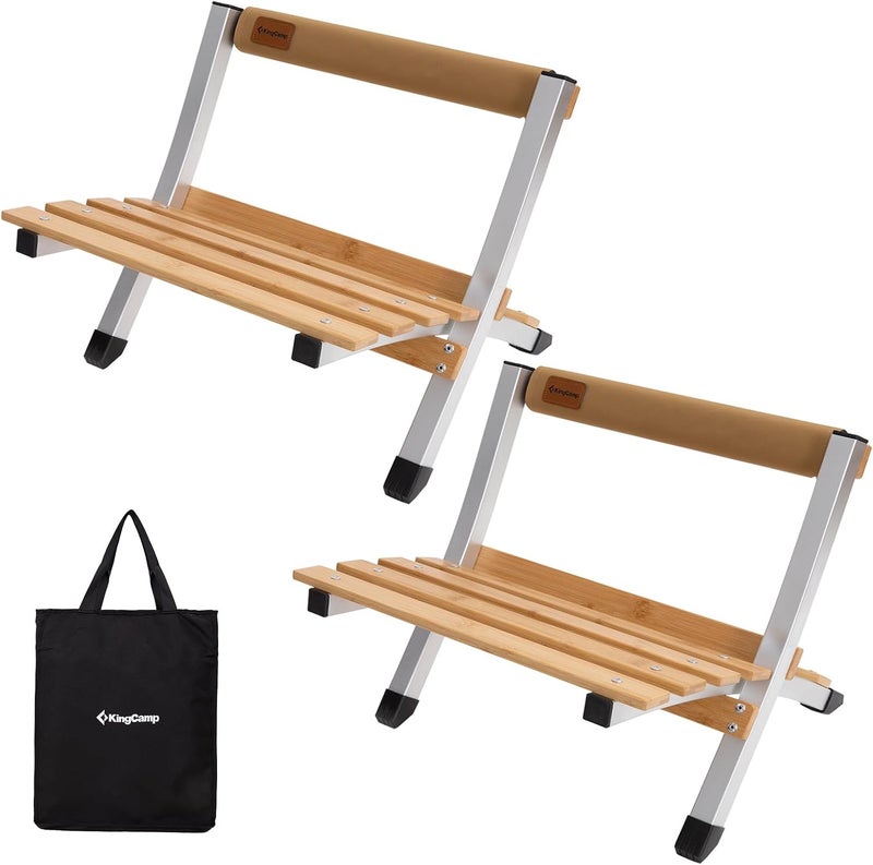 KingCamp Outdoor Chair, Foldable, Ultra Lightweight, Camping Chair, Mini, Bamboo Stool, Low Chair, Compact, Simple, Aluminum, Load Capacity 264.5 lbs (120 kg), Storage Bag Included, Picnic, Cherry - Image 1