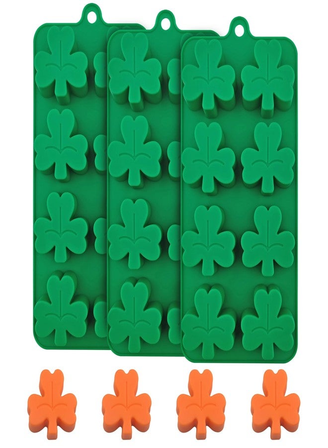 EDUEE Silicone Shamrock Mold St Patrick's Chocolate Molds 3 pcs for Ice, Candy, Resin, Sugar Craft Cake Decoration, Cupcake Topper, Polymer Clay - Image 1