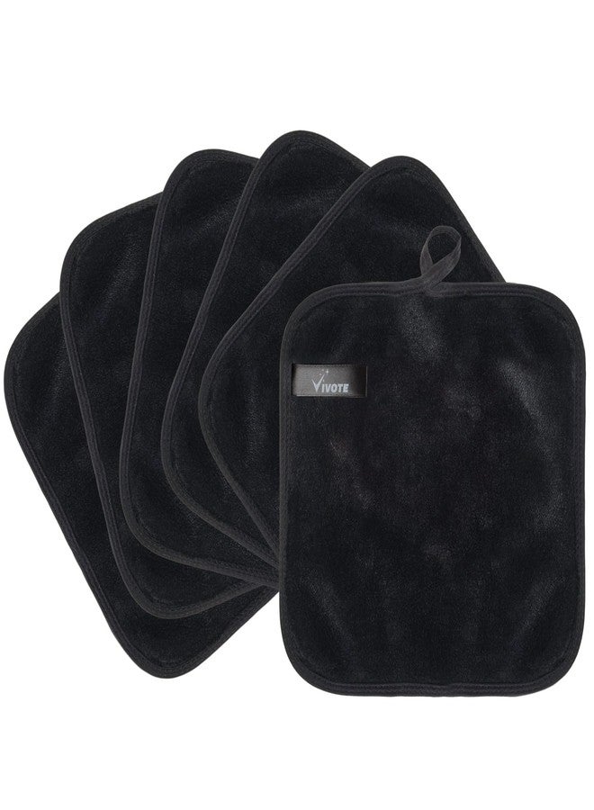 VIVOTE Makeup Remover Cloth, Reusable Makeup Removal Towels Face Cleansing Cloth, Ultra Soft Microfiber Face Cloths, Washcloths for Women & Baby 20CM X20CM（6pack，Black） - Image 1