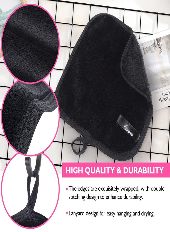 VIVOTE Makeup Remover Cloth, Reusable Makeup Removal Towels Face Cleansing Cloth, Ultra Soft Microfiber Face Cloths, Washcloths for Women & Baby 20CM X20CM（6pack，Black） - Image 3