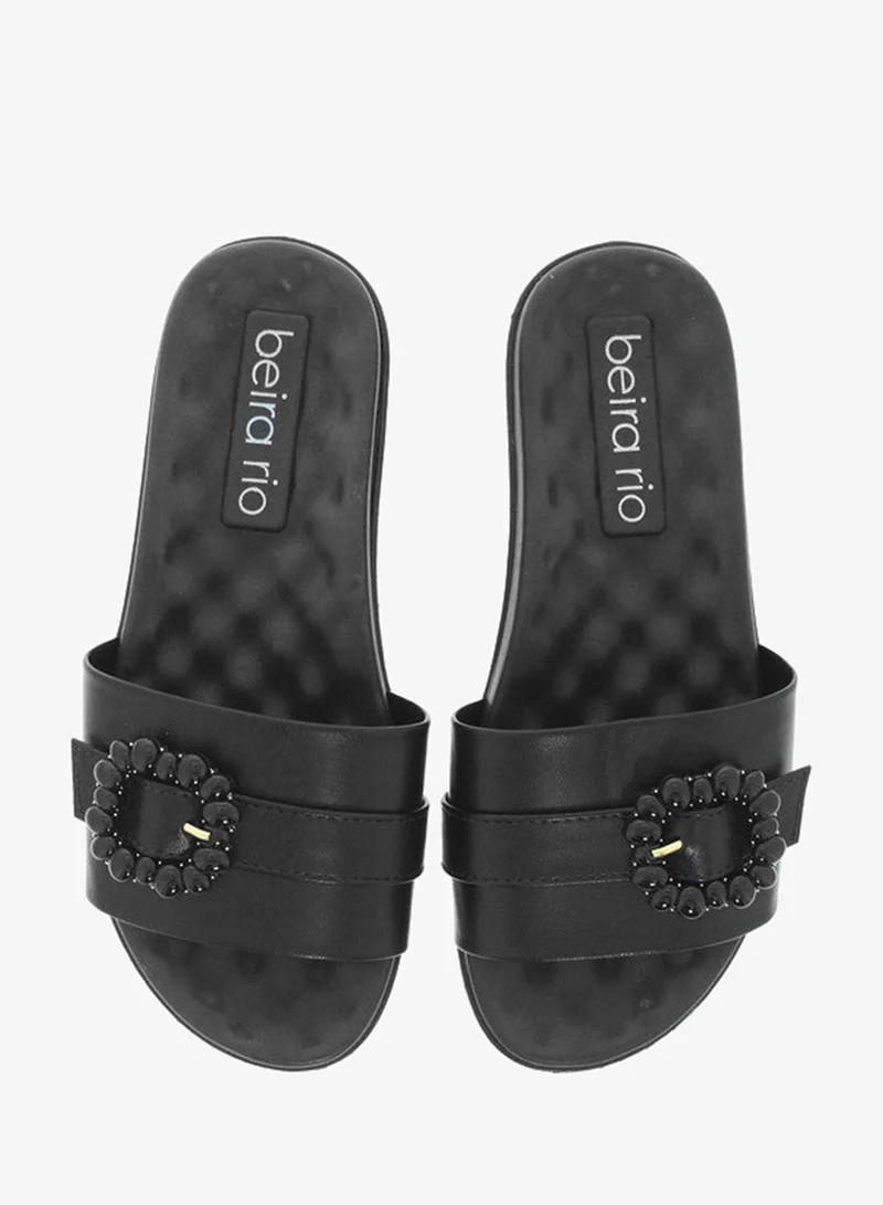 Beira Rio Black Flat Sandals for Women – Stylish Ladies Flat Sandals & Comfortable Flat Slippers for Women | Best Price UAE