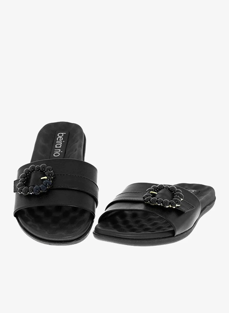 Beira Rio Black Flat Sandals for Women – Stylish Ladies Flat Sandals & Comfortable Flat Slippers for Women | Best Price UAE