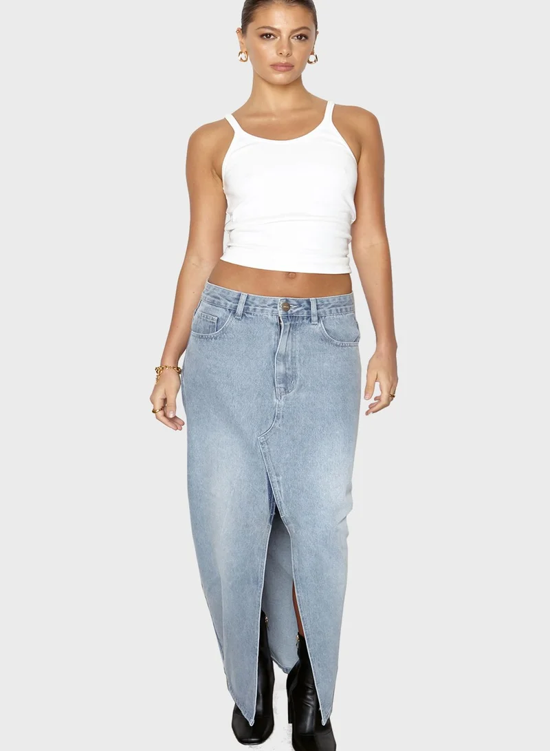 SNDYS High Waist Front Slit Skirt