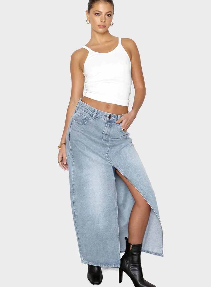 SNDYS High Waist Front Slit Skirt