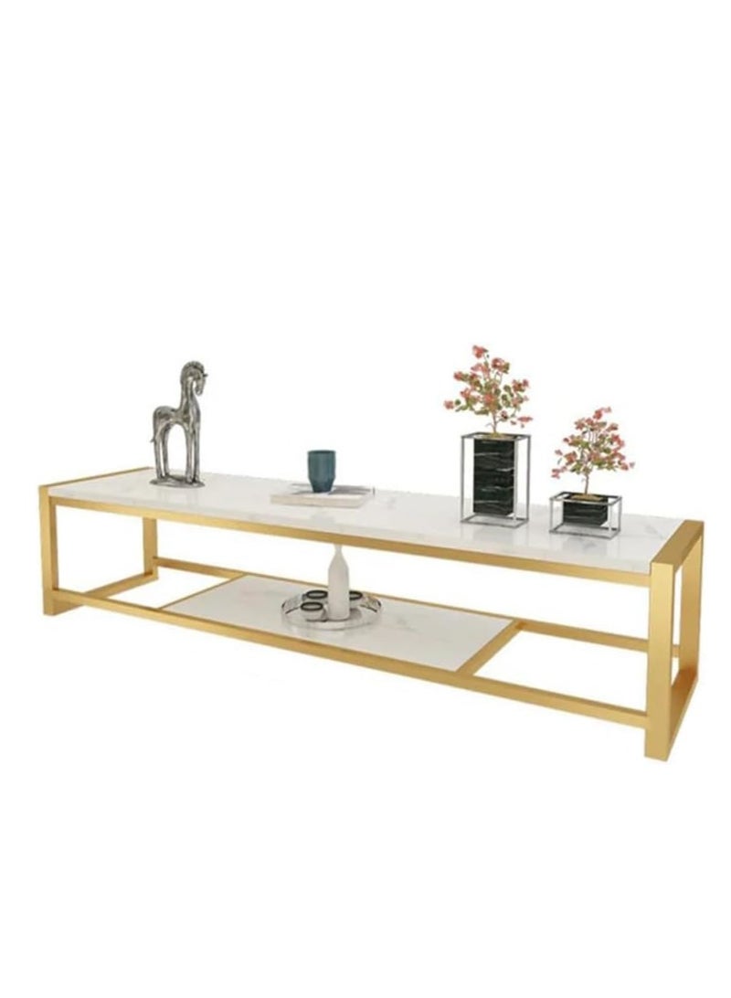 LINGWEI Marble TV Stand Premium Media Console with Storage Metal and Marble Modern TV Cabinet and Shelf Multifunctional TV Stand Elegant TV Table and Bench - Image 4