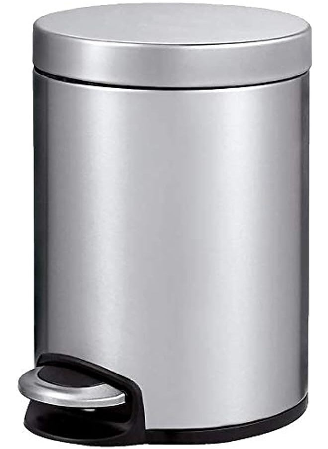EKO EKO Serene 5-Liter, Fingerprint Resistant Brushed Stainless Steel Finish, Smooth Round Waste Bin with Soft Close Lid, Durable Cantilever Foot Pedal Mechanism, ALEK9215MT-5L  - Image 1