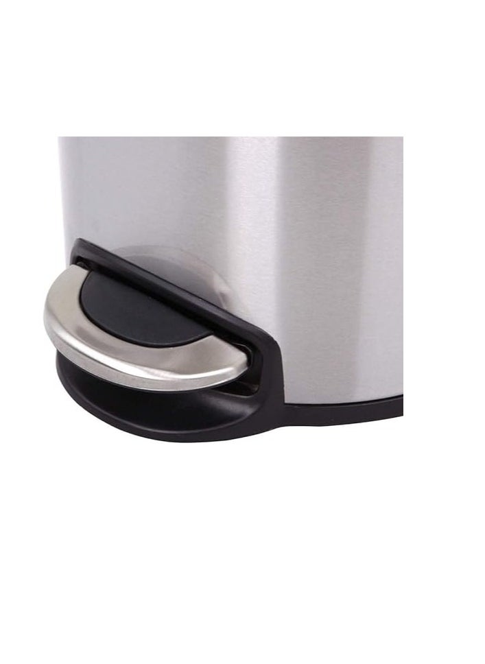 EKO EKO Serene 5-Liter, Fingerprint Resistant Brushed Stainless Steel Finish, Smooth Round Waste Bin with Soft Close Lid, Durable Cantilever Foot Pedal Mechanism, ALEK9215MT-5L  - Image 4